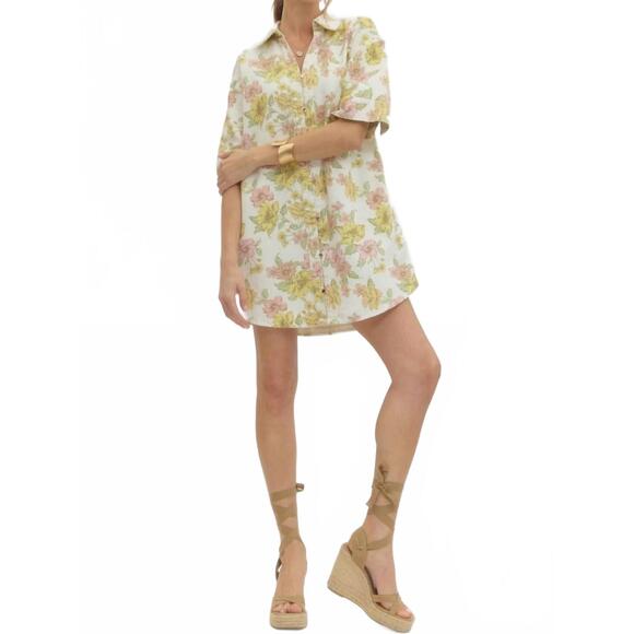 ENTRO Dresses & Skirts - NEW ENTRO floral button up mini dress in multi